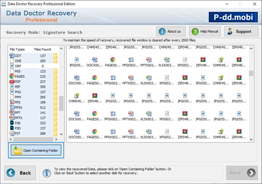 View recovered data