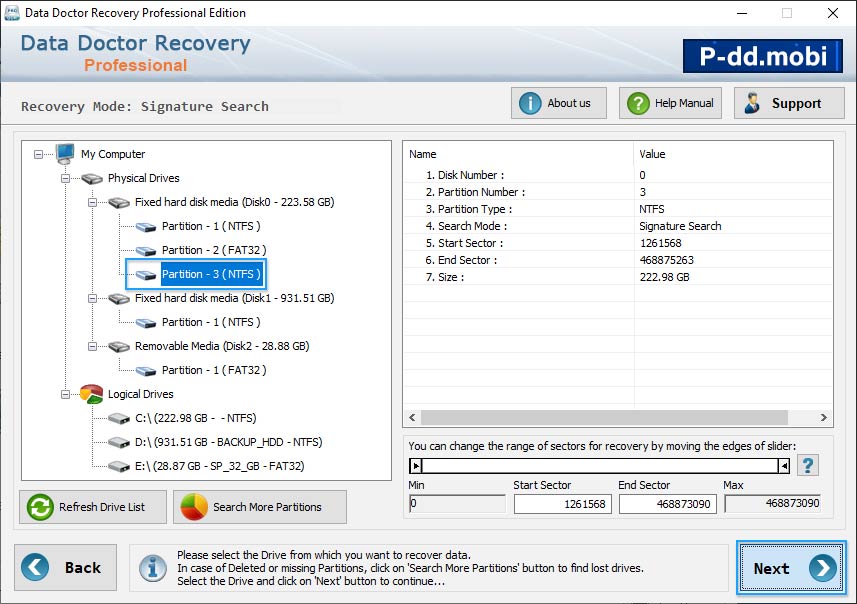 Select partition